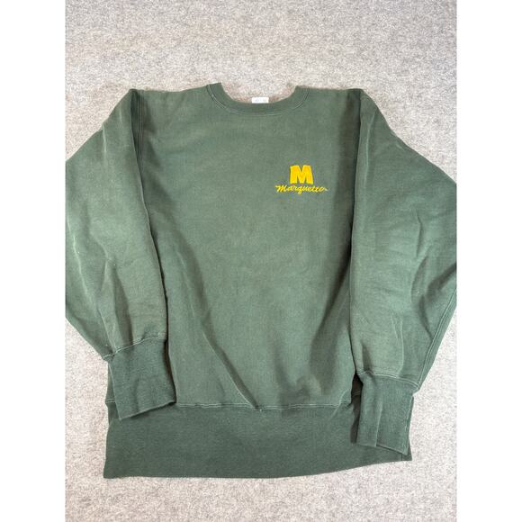 VINTAGE Champion Reverse Weave Sweatshirt Mens Large Green Marquette University - Picture 1 of 6